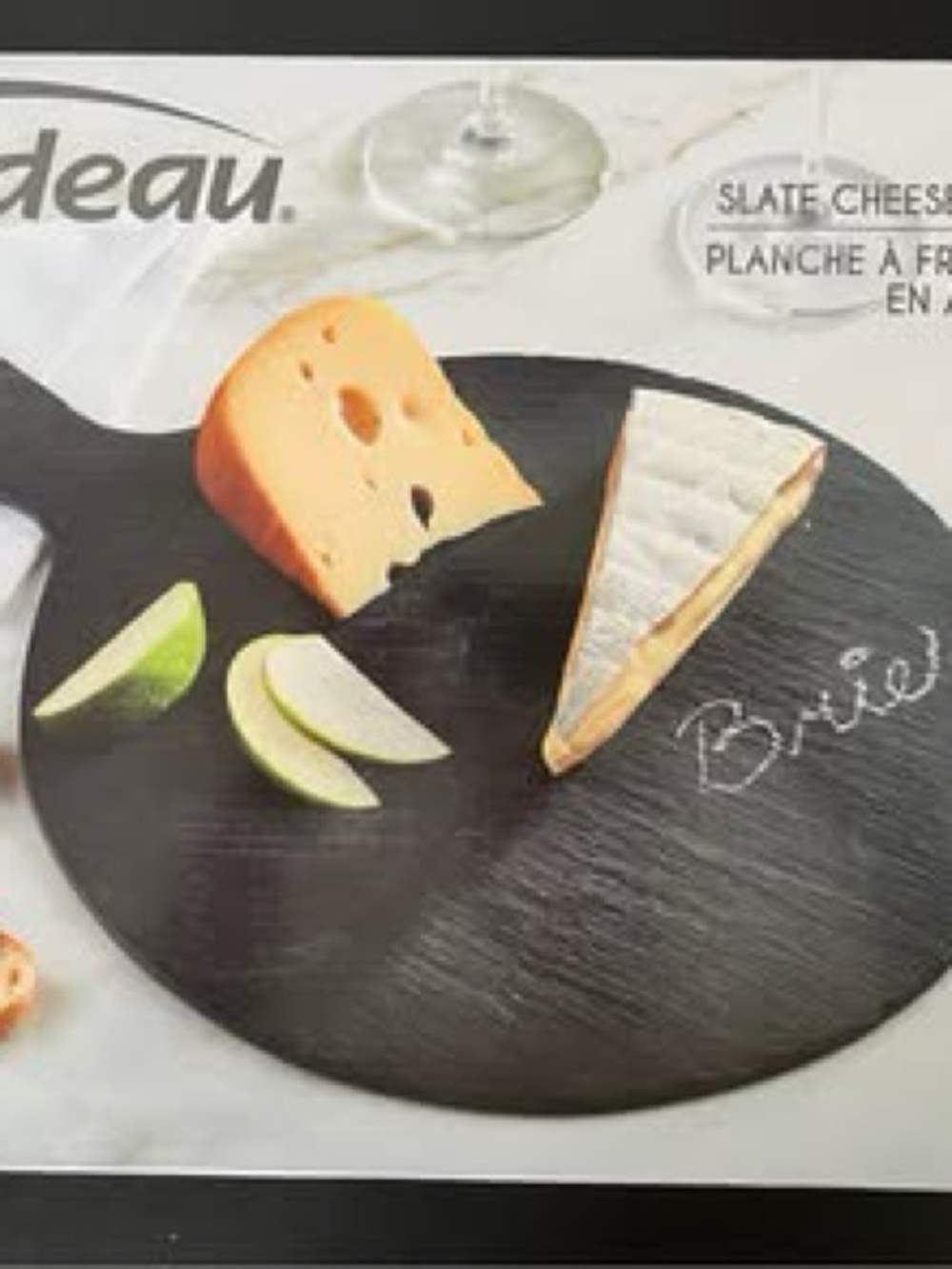 Brand New Trudeau 12 inch Round Slate Cheese Board